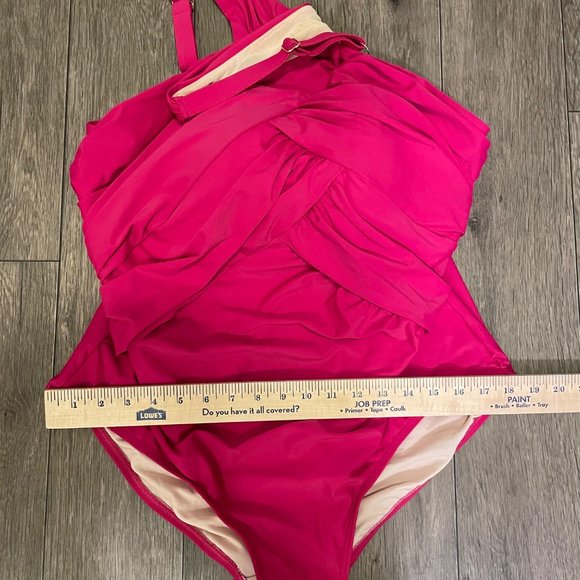 Swimsuits For All Hot Pink Wrap Across Design Top One Piece Bathing Suit Size 22 - Picture 3 of 8